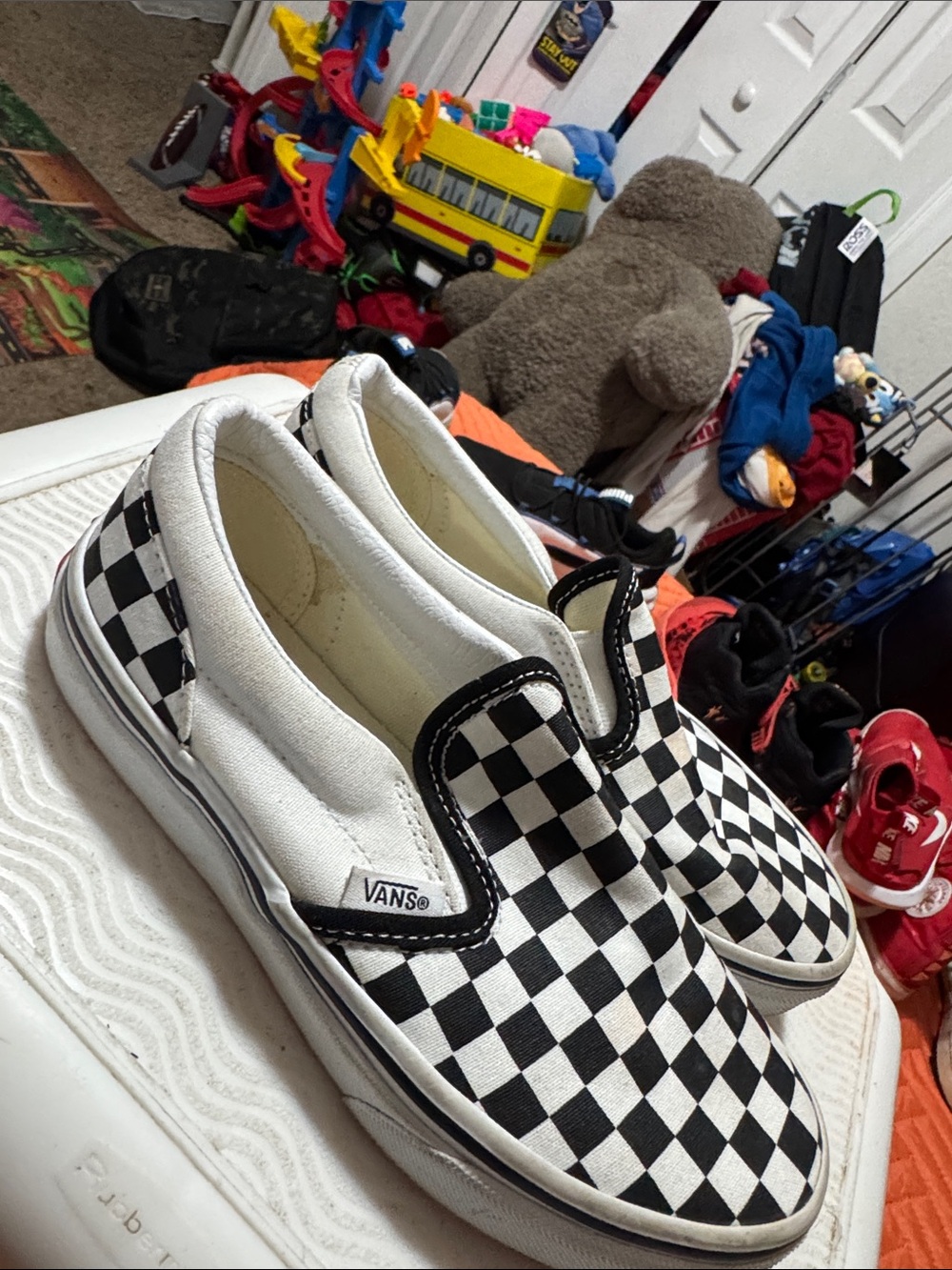 Vans Checkerboard Slip-On Sneakers - Black & White